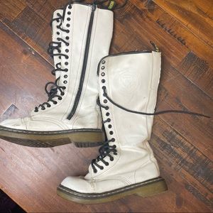 White tall combat boots size 6.5